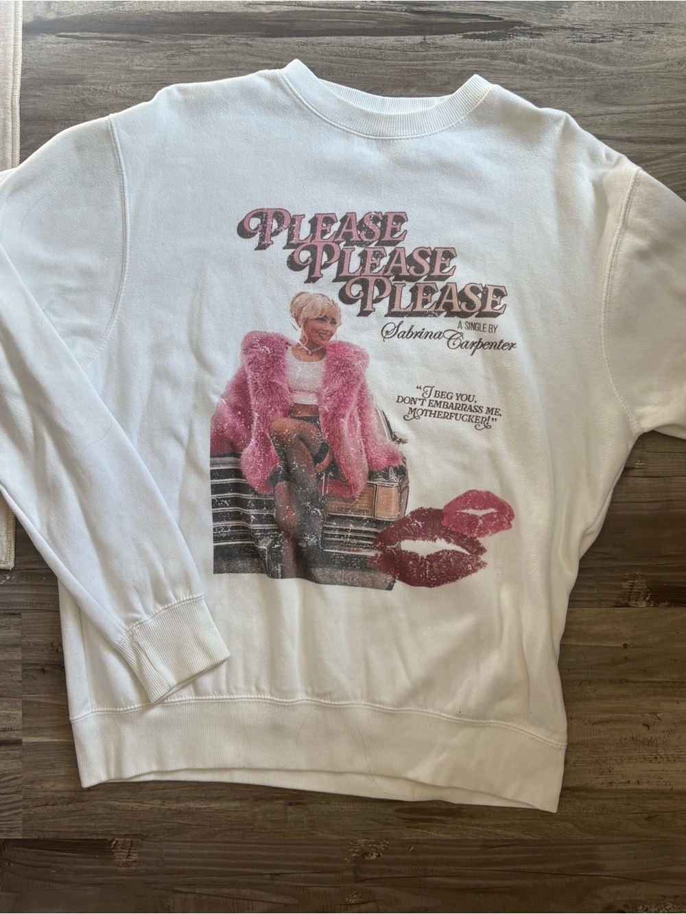 Please Please Please Graphic White Sweatshirt - Sabrina Carpenter